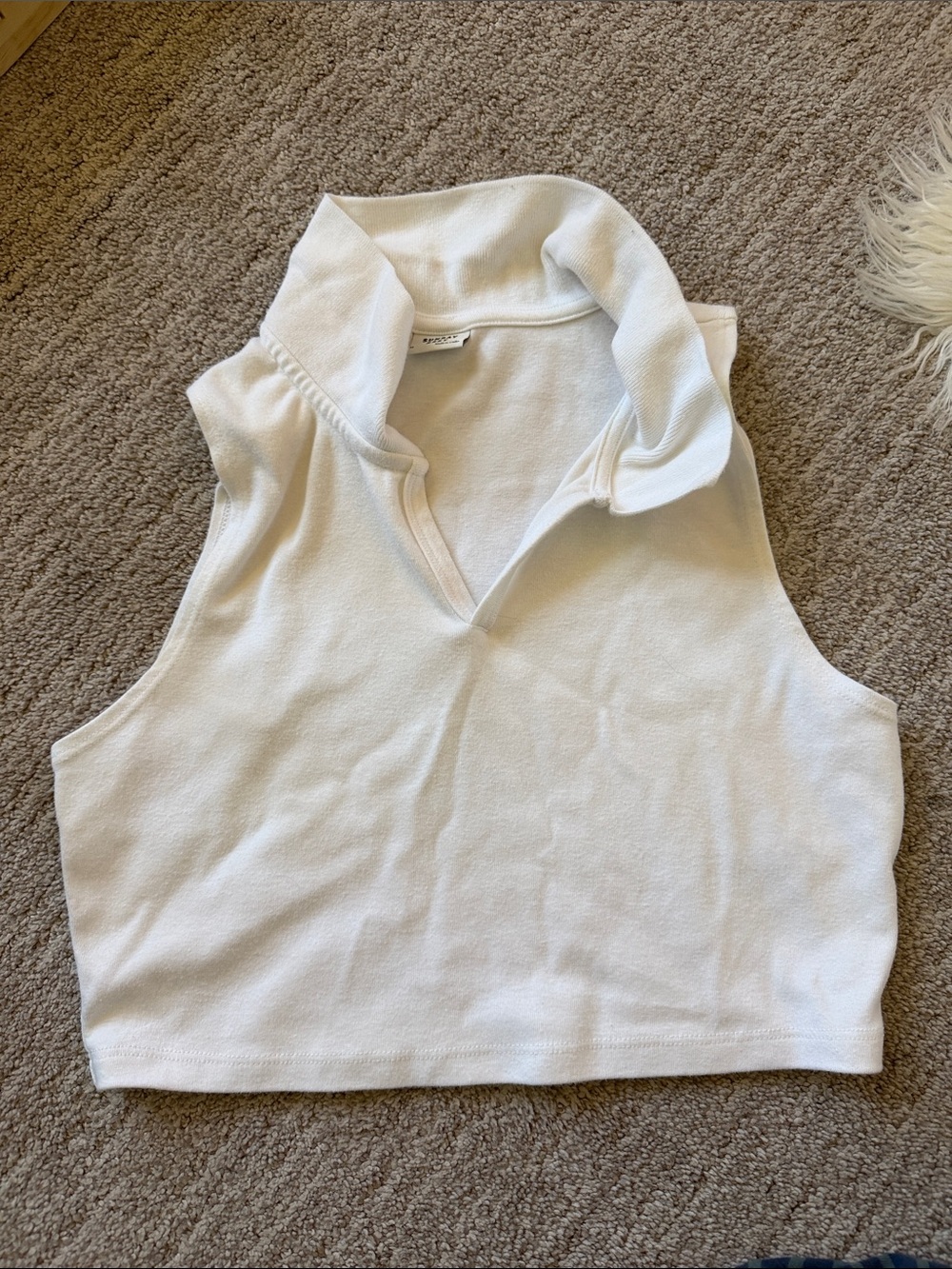 Aritizia Sunday Best Knox White Crop Polo Top
